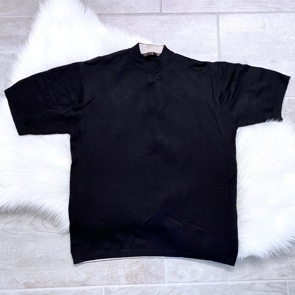 TIGER WOODS Black Knit Short Sleeve Top